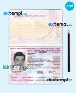 sample Czech passport template in PSD format, fully editable download