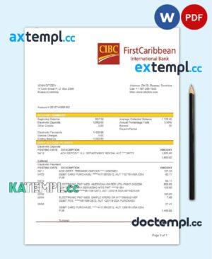 sample Dominica CIBC First Caribbean International Bank proof of address statement template in Word and PDF format download
