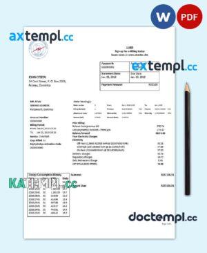 sample Dominica Electricity Services Limited electricity utility bill template in Word and PDF format download