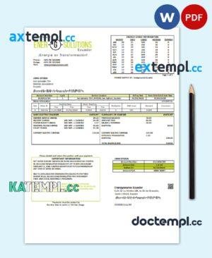 sample Ecuador Energysource Ecuador energy utility bill template in Word and PDF format download