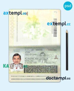 sample Ecuador passport template in PSD format download