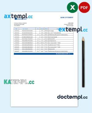 sample Egypt Blom Bank of Egypt bank statement easy to fill template in Excel and PDF format download