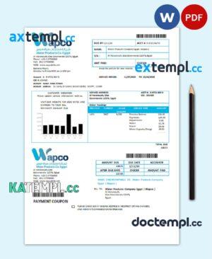 sample Egypt Water Products Company Egypt (Wapco) utility bill template in Word and PDF format download