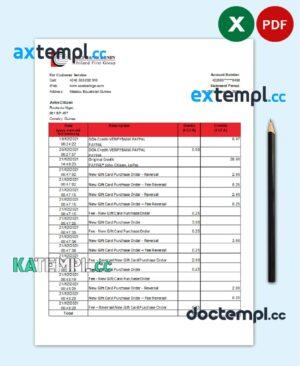 sample Equatorial Guinea CCEI Bank Benin bank statement easy to fill template in .xls and .pdf file format download
