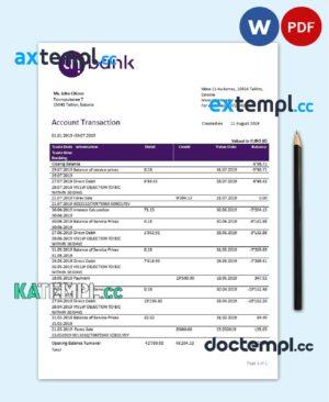 sample Estonia Inbank bank statement template, Word and PDF format (.doc and .pdf) download