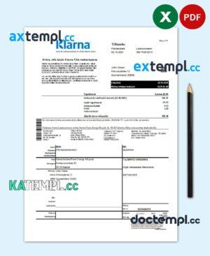 sample Finland Klarna Bank statement template in Excel and PDF format, in Finnish language download