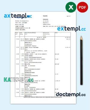 sample Finland Nordea bank statement template in Excel and PDF format download