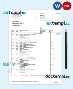 sample Finland Nordea bank statement template in Word and PDF format download