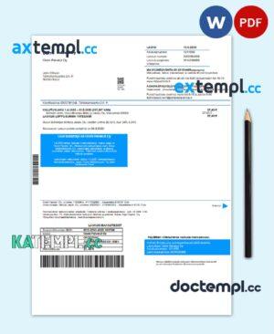 sample Finland Oomi Palvelut Oy electricity utility bill template in Word and PDF format download