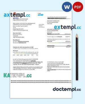 sample France EDF proof of address utility bill template in Word and PDF format download