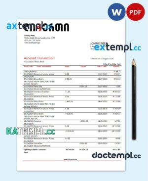 sample Georgia Liberty Bank proof of address statement template in Word and PDF format, fully editable download