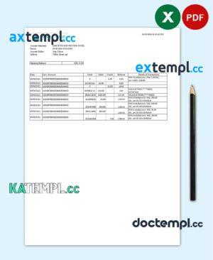 sample Georgia TBC Bank statement easy to fill template in Excel and PDF format download