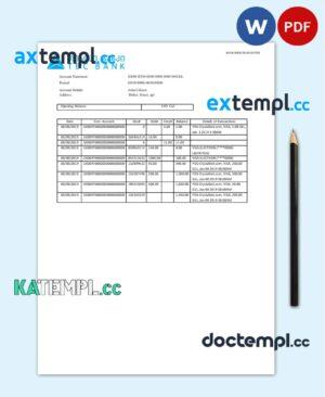 sample Georgia TBC bank proof of address statement template in Word and PDF format, fully editable download