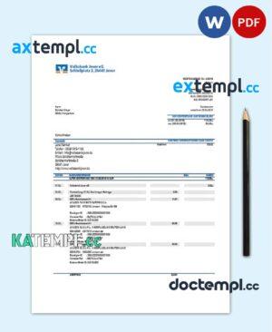 sample Germany Volksbank Jever statement template in Word and PDF format download