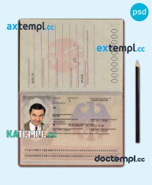 sample Germany passport template in PSD format, 2005-2017 download