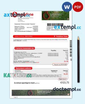 sample Greece Vodafone Greece utility bill Word and PDF template download