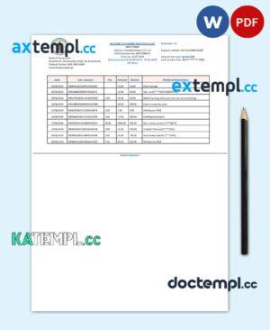 sample Guatemala Banco de Guatemala bank statement template, Word and PDF format (.doc and .pdf) download