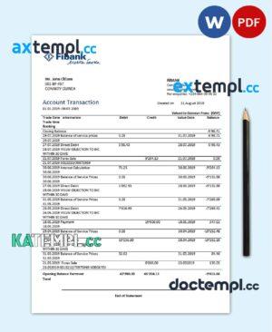 sample Guinea Fibank proof of address bank statement template in Word and PDF format download