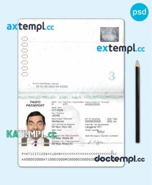 sample Haiti passport template in PSD format download