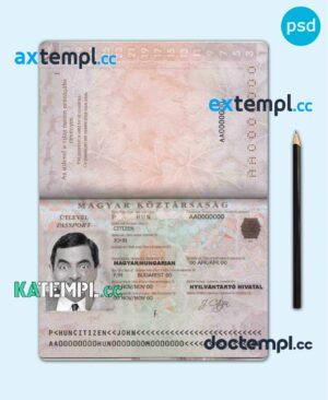 sample Hungary passport template in PSD format download