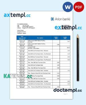 sample Iceland Arion Banki proof of address bank statement template in Word and PDF format download