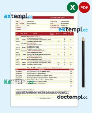 sample India ICICI Bank statement template in .xls and .pdf file format download