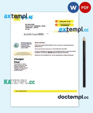 sample Indonesia PLN electricity utility bill template in Word and PDF format download