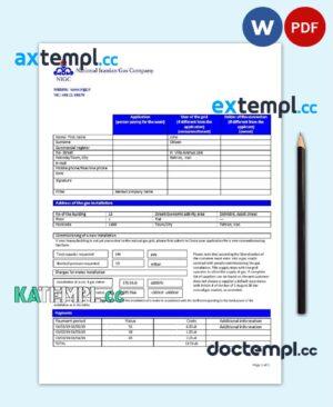 sample Iran National Iranian Gas Company gas utility bill template in Word and PDF format download