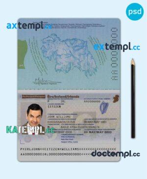 sample Ireland passport template in PSD format, fully editable, with all fonts download
