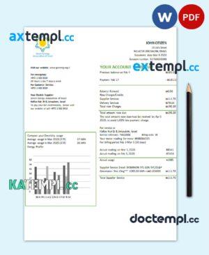 sample Israel Green Energy Association of Israel utility bill template in Word and PDF format (doc) download