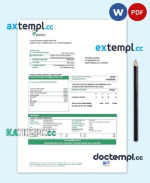 sample Italy Edison utility bill template in Word and PDF format, good for address prove download