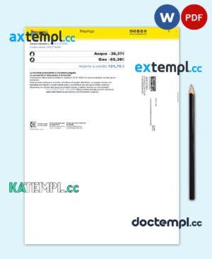 sample Italy Gruppo Hera utility bill, Word and PDF template download