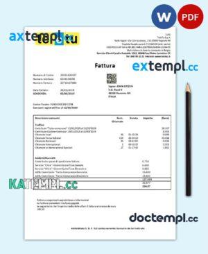 sample Italy TeleTu utility bill template in Word and PDF format download