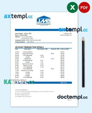 sample Jamaica Mortgage Bank statement easy to fill template in Excel and PDF format download