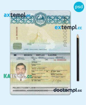 sample Laos passport template in PSD format download