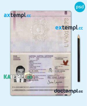 sample Latvia passport template in PSD format, fully editable (2007 - 2015) download