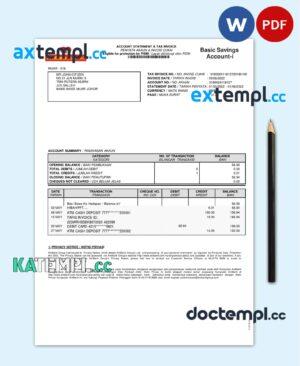 sample Malaysia AmBank Islamic bank statement template in Word and PDF format (2 pages) download
