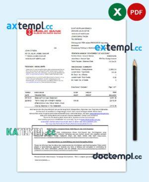 sample Malaysia Public Bank statement easy to fill template in Excel and PDF format download