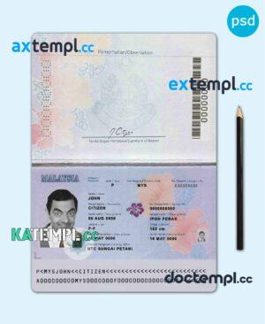 sample Malaysia passport template in PSD format, fully editable download