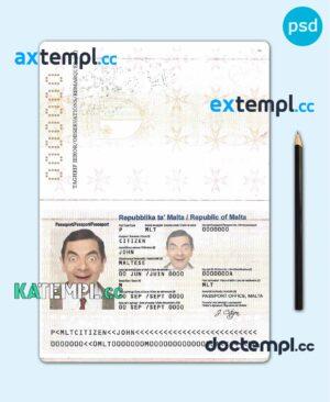 sample Malta passport template in PSD format, fully editable download