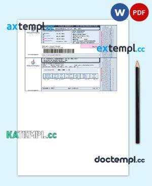 sample Moldova Moldovagaz utility bill template in Word and PDF format download