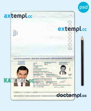 sample Moldova passport template in psd format, 2011-2014 download