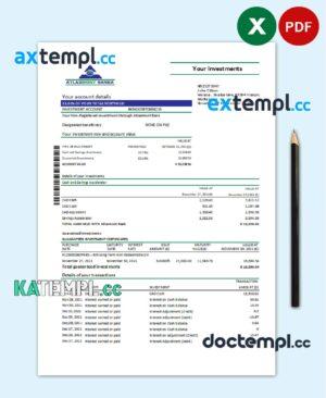sample Montenegro Atlasmont Bank statement template, Excel and PDF format (.xls and .pdf) download
