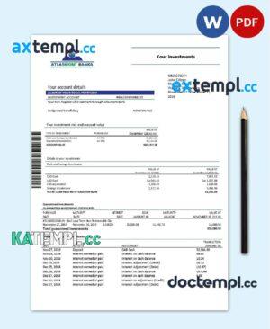 sample Montenegro Atlasmont Bank statement template, Word and PDF format (.doc and .pdf) download