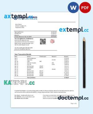 sample Netherlands (Holland) Crawford Technologies bank statement template in Word and PDF format download