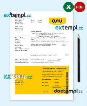 sample New Zealand Ami Insurance Limited bank statement template in Excel and PDF format download
