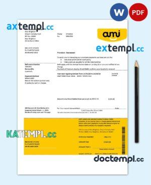 sample New Zealand Ami Insurance Limited bank statement template in Word and PDF format download