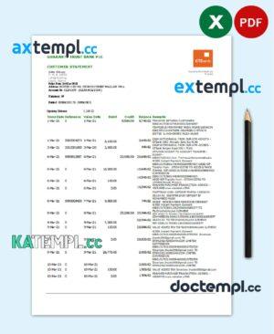 sample Nigeria GTBank bank statement template in .xls and .pdf file format download