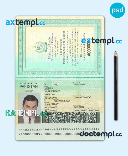 sample Pakistan passport template in PSD format download