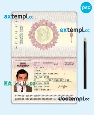 sample Papua New Guinea passport template in PSD format download